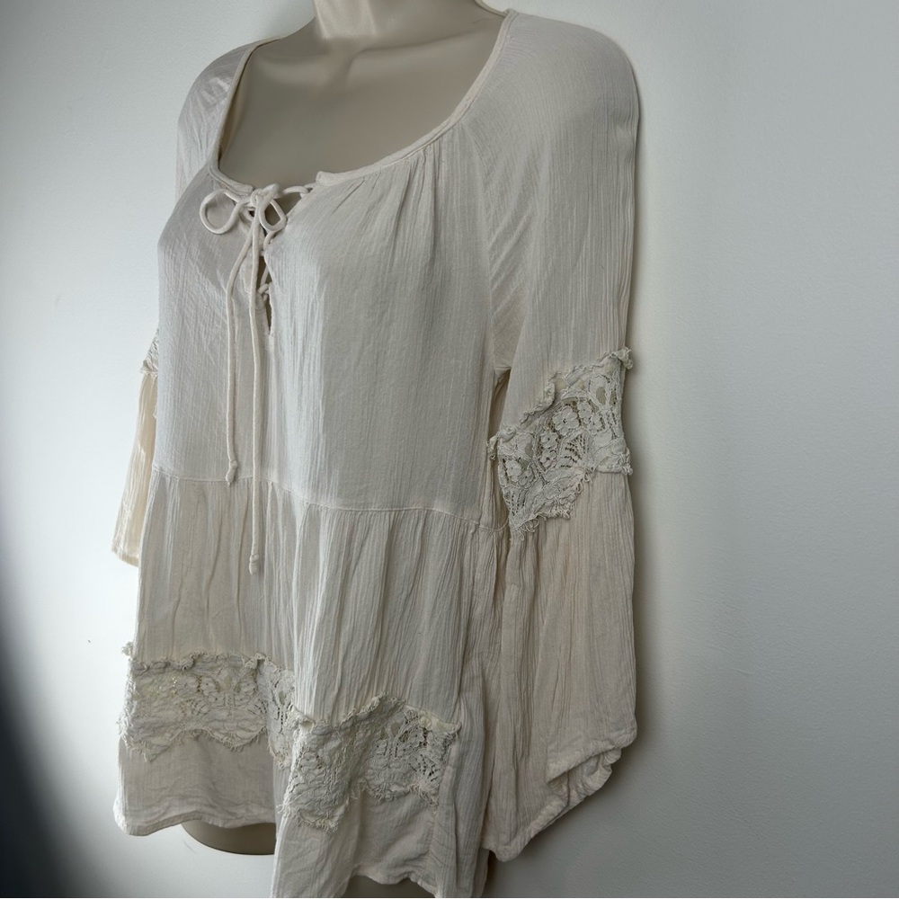 Vintage Hollister Laceup Blouse S Boho Fairy Anglecore Festival Beachy Whimsical - Picture 6 of 12